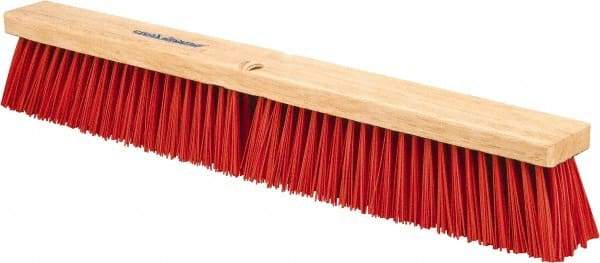 PRO-SOURCE - 24" Heavy Duty Synthetic Push Broom - 4" Bristle Length, Wood Block, Threaded Handle Connection - Exact Tool & Supply