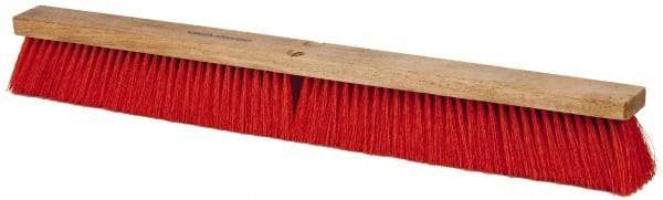 PRO-SOURCE - 30" Heavy Duty Synthetic Push Broom - 4" Bristle Length, Wood Block, Threaded Handle Connection - Exact Tool & Supply