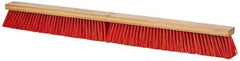 PRO-SOURCE - 36" Heavy Duty Synthetic Push Broom - 4" Bristle Length, Wood Block, Threaded Handle Connection - Exact Tool & Supply