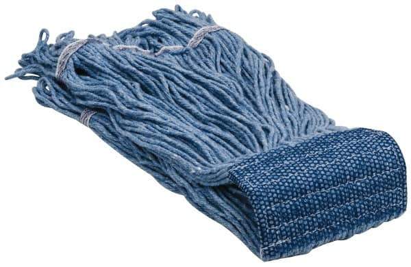PRO-SOURCE - 5" Blue Head Band, Large Blended Fiber Loop End Mop Head - 4 Ply, Clamp Jaw Connection, Use for General Purpose - Exact Tool & Supply