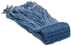 PRO-SOURCE - 5" Blue Head Band, Large Blended Fiber Loop End Mop Head - 4 Ply, Clamp Jaw Connection, Use for General Purpose - Exact Tool & Supply