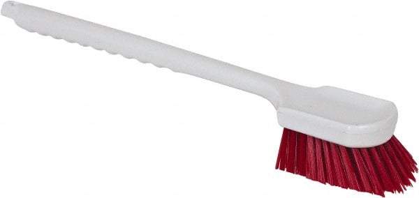 PRO-SOURCE - 1-1/2" Bristle Length, Polypropylene Utility Scrub Brush - 20" OAL, Red, Plastic Block - Exact Tool & Supply