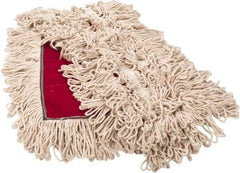 PRO-SOURCE - 36" Long x 3-1/2" Wide Yarn Blend Dust Mop Head - Snap-On, Red, Looped Head, Launderable - Exact Tool & Supply