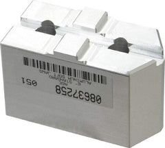 Masterman & Kovil - 6" Chuck Capacity, Tongue & Groove Attachment, Square Soft Lathe Chuck Jaw - 1 Jaw, Aluminum, 1-1/2" Btw Mount Hole Ctrs, 3mm Long x 1-1/2" Wide x 2" High, 5/16" Groove - Exact Tool & Supply