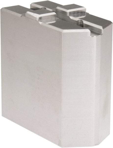 Masterman & Kovil - 6" Chuck Capacity, Tongue & Groove Attachment, Square Soft Lathe Chuck Jaw - 1 Jaw, Aluminum, 1-1/2" Btw Mount Hole Ctrs, 3mm Long x 1-1/2" Wide x 3" High, 5/16" Groove - Exact Tool & Supply