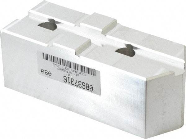 Masterman & Kovil - 12" Chuck Capacity, Tongue & Groove Attachment, Square Soft Lathe Chuck Jaw - 1 Jaw, Aluminum, 2-1/2" Btw Mount Hole Ctrs, 5.1mm Long x 2" Wide x 2" High, 1/2" Groove - Exact Tool & Supply