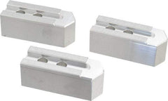 Masterman & Kovil - 8" Chuck Capacity, 1.5mm x 60° Serrated Attachment, Square Soft Lathe Chuck Jaw - 3 Jaws, Aluminum, 0.984" Btw Mount Hole Ctrs, 4mm Long x 1-1/2" Wide x 1-1/2" High, 0.551" Groove, 12mm Fastener - Exact Tool & Supply