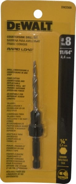 DeWALT - #8 Cutter Diam, 11/64" Drill Compatibility, Adjustable Depth Drill Countersink - Exact Tool & Supply