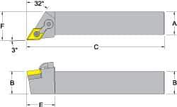 Dorian Tool - MDJN, Left Hand Cut, 3° Lead Angle, 1" Shank Height x 1" Shank Width, Negative Rake Indexable Turning Toolholder - 6" OAL, DN..54. Insert Compatibility, Series Multi-Option - Exact Tool & Supply