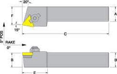 Dorian Tool - CTRP, Left Hand Cut, 15° Lead Angle, 1" Shank Height x 1" Shank Width, Neutral Rake Indexable Turning Toolholder - 6" OAL, TP..32. Insert Compatibility, Series Clamp Type - Exact Tool & Supply