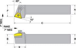 Dorian Tool - MTRN, Left Hand Cut, 15° Lead Angle, 1" Shank Height x 1" Shank Width, Negative Rake Indexable Turning Toolholder - 6" OAL, TN..43. Insert Compatibility, Series Multi-Option - Exact Tool & Supply