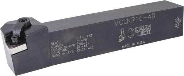 Dorian Tool - MCLN, Right Hand Cut, 5° Lead Angle, 1" Shank Height x 1" Shank Width, Negative Rake Indexable Turning Toolholder - 6" OAL, CN..43. Insert Compatibility, Series Multi-Option - Exact Tool & Supply