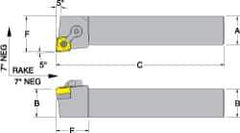 Dorian Tool - MCLN, Left Hand Cut, 5° Lead Angle, 1-1/4" Shank Height x 1-1/4" Shank Width, Negative Rake Indexable Turning Toolholder - 6" OAL, CN..54. Insert Compatibility, Series Multi-Option - Exact Tool & Supply