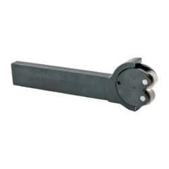 Knurlcraft - Neutral Cut, Diamond & Straight, 1/2" Wide 1-1/8" High x 5-1/4" Long Rectangle Shank, Self Centering Bump Knurlers - 2 Knurls Required (Included), 3/4" Diam x 3/8" Wide Face, 1/4" Hole Diam, Series E - Exact Tool & Supply