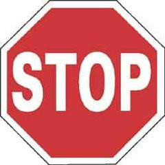 NMC - "Stop", 24" Wide x 24" High, Aluminum Stop & Yield Signs - 0.08" Thick, White on Red, Engineer Grade Reflectivity, Octagon, Post Mount - Exact Tool & Supply
