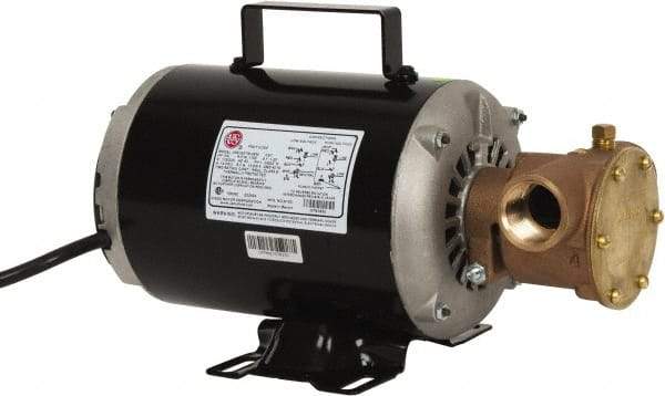 Jabsco - 1 Inch Inlet, 3/4 Hp, 23 Max GPM, Flexible Impeller Pump - 115/230 Volts, Nitrile Impeller - Exact Tool & Supply