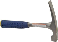 Estwing - 1-1/4 Lb Head Bricklayer's Hammer - 11" OAL, Steel Handle with Grip, 53/64" Face Diam - Exact Tool & Supply