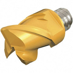 Iscar - MM EC Grade IC908 Carbide End Milling Tip Insert - TiAlN Finish, 3 Flutes, 3/8" Cutting Diam, 0.275" Depth of Cut, 0.512" Extension, 0.015" Cnr Rad, 45° Helix - Exact Tool & Supply