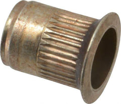 Made in USA - M10x1.50, 13.46mm Insert Diam, 17.53mm OAL, Sealed Head Open End Threaded Insert - 13.5mm Hole Diam, 17.4mm Head Diam, 1008/1010 Steel, Clear Protective Coating & Zinc Yellow Dichromate Finish - Exact Tool & Supply