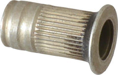 Made in USA - #10-24, 0.296 Insert Diam, 0.585" OAL, Sealed Head Open End Threaded Insert - 0.2969" Hole Diam, 0.415" Head Diam, 1008/1010 Steel, Clear Protective Coating & Zinc Yellow Dichromate Finish - Exact Tool & Supply
