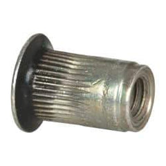 Made in USA - #10-32, 0.296 Insert Diam, 0.475" OAL, Sealed Head Open End Threaded Insert - 0.2969" Hole Diam, 0.415" Head Diam, 1008/1010 Steel, Clear Protective Coating & Zinc Yellow Dichromate Finish - Exact Tool & Supply