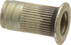 Made in USA - #10-32, 0.296 Insert Diam, 0.585" OAL, Sealed Head Open End Threaded Insert - 0.2969" Hole Diam, 0.415" Head Diam, 1008/1010 Steel, Clear Protective Coating & Zinc Yellow Dichromate Finish - Exact Tool & Supply