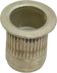 Made in USA - 5/16-18, 0.53 Insert Diam, 0.69" OAL, Sealed Head Open End Threaded Insert - 0.5312" Hole Diam, 0.685" Head Diam, 1008/1010 Steel, Clear Protective Coating & Zinc Yellow Dichromate Finish - Exact Tool & Supply