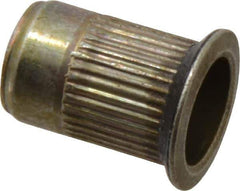 Made in USA - 5/16-18, 0.53 Insert Diam, 0.805" OAL, Sealed Head Open End Threaded Insert - 0.5312" Hole Diam, 0.685" Head Diam, 1008/1010 Steel, Clear Protective Coating & Zinc Yellow Dichromate Finish - Exact Tool & Supply
