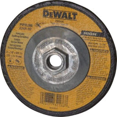 DeWALT - 24 Grit, 5" Wheel Diam, 1/8" Wheel Thickness, Type 27 Depressed Center Wheel - Aluminum Oxide, R Hardness, 12,200 Max RPM, Compatible with Angle Grinder - Exact Tool & Supply
