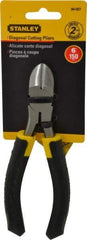 Stanley - 6-3/8" OAL, Cutting Pliers - 15/16" Jaw Length x 53/64" Jaw Width, Round Head, Thermo Plastic Elastomer (TPE) Handle - Exact Tool & Supply