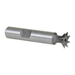 Keo - 1/2" Diam x 1/8" Width of Cut, 45° Included Angle, High Speed Steel Dovetail Cutter - 3/8" Shank Diam, 2" Shank Length, 2-1/8" Overall Length, Weldon Flat, Uncoated - Exact Tool & Supply