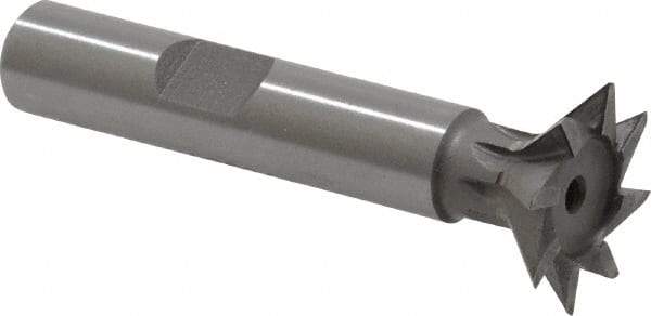 Keo - 3/4" Diam x 3/16" Width of Cut, 45° Included Angle, High Speed Steel Dovetail Cutter - 3/8" Shank Diam, 1-15/16" Shank Length, 2-1/8" Overall Length, Weldon Flat, Uncoated - Exact Tool & Supply