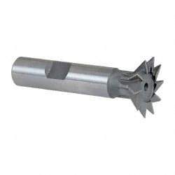 Keo - 1" Diam x 1/4" Width of Cut, 45° Included Angle, High Speed Steel Dovetail Cutter - 1/2" Shank Diam, 2-1/4" Shank Length, 2-1/2" Overall Length, Weldon Flat, Uncoated - Exact Tool & Supply