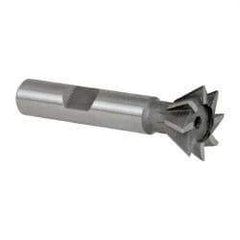 Keo - 3/4" Diam x 5/16" Width of Cut, 60° Included Angle, High Speed Steel Dovetail Cutter - 3/8" Shank Diam, 2-1/8" Overall Length, Weldon Flat, Uncoated - Exact Tool & Supply