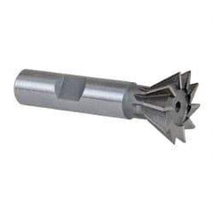 Keo - 1" Diam x 7/16" Width of Cut, 60° Included Angle, Cobalt Dovetail Cutter - 1/2" Shank Diam, 2-1/2" Overall Length, Weldon Flat, Uncoated - Exact Tool & Supply