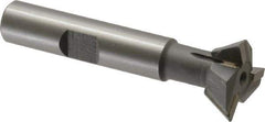 Keo - 3/4" Diam x 1/4" Width of Cut, 60° Included Angle, Carbide-Tipped Dovetail Cutter - 3/8" Shank Diam, 2-1/4" Overall Length, 0.02" Corner Radius, Weldon Flat, Uncoated - Exact Tool & Supply