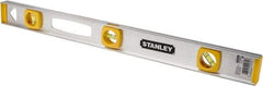 Stanley - 24" Long 3 Vial I-Beam Level - Aluminum, Silver, 1 45°, 1 Level & 1 Plumb Vials - Exact Tool & Supply