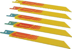 Starrett - 5 Piece, 6" Long x 0.035" Thick, Bi-Metal Reciprocating Saw Blade Set - Straight Profile, 6 to 24 Teeth per Inch, Toothed Edge - Exact Tool & Supply