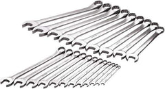 SK - 21 Piece, 1/4" to 1-1/2", 12 Point Combination Wrench Set - Inch Measurement Standard, Chrome Finish, Comes in Rack - Exact Tool & Supply