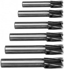 Value Collection - 6 Piece, 3 Flutes, Straight Shank, Interchangeable Pilot Counterbore Set - Exact Tool & Supply