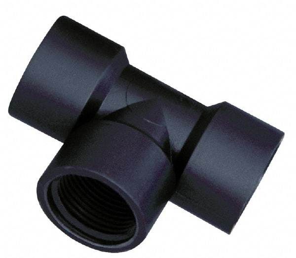 Green Leaf - 1-1/2" Polypropylene Plastic Pipe Tee - FIPT x FIPT x FIPT End Connections - Exact Tool & Supply