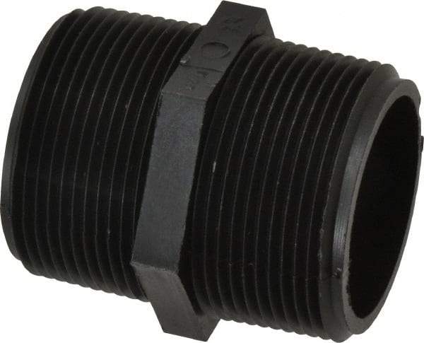 Green Leaf - 1-1/2" Polypropylene Plastic Pipe Hex Nipple - MIPT x MIPT End Connections - Exact Tool & Supply