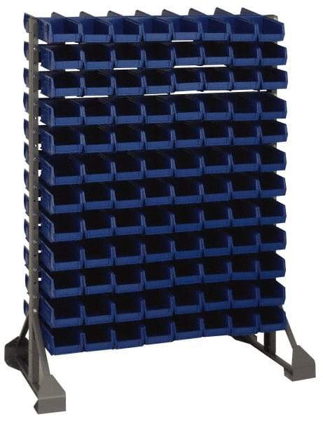 Quantum Storage - 96 Bin Rail Unit with Bins - 36 Inch Overall Width x 25 Inch Overall Depth x 53 Inch Overall Height, Red Polypropylene / Polyethylene Bins - Exact Tool & Supply
