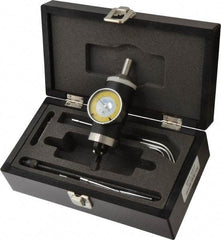 Fowler - 9 Piece, 0mm to 300mm Measuring Range, 42.5mm Dial Diam, 0-50 Dial Reading, White & Yellow Dial Test Indicator Kit - 0.01mm Dial Graduation - Exact Tool & Supply