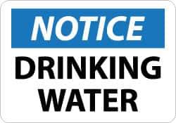 NMC - "Notice - Drinking Water", 10" Long x 14" Wide, Aluminum Safety Sign - Rectangle, 0.04" Thick, Use for Security & Admittance - Exact Tool & Supply