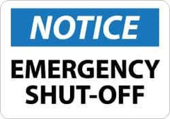 NMC - "Notice - Emergency Shut-Off", 10" Long x 14" Wide, Aluminum Safety Sign - Rectangle, 0.04" Thick, Use for Accident Prevention - Exact Tool & Supply