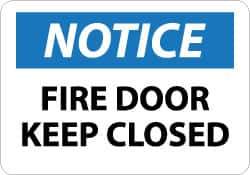 NMC - Notice - Fire Door - Keep Closed, Aluminum Fire and Exit Sign - 14" Wide x 10" High - Exact Tool & Supply