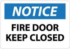 NMC - Notice - Fire Door - Keep Closed, Aluminum Fire and Exit Sign - 14" Wide x 10" High - Exact Tool & Supply