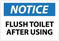 NMC - "Notice - Flush Toilet After Using", 10" Long x 14" Wide, Aluminum Safety Sign - Rectangle, 0.04" Thick, Use for Security & Admittance - Exact Tool & Supply