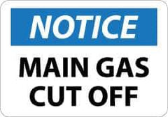 NMC - "Notice - Main Gas Cutoff", 10" Long x 14" Wide, Aluminum Safety Sign - Rectangle, 0.04" Thick, Use for Accident Prevention - Exact Tool & Supply